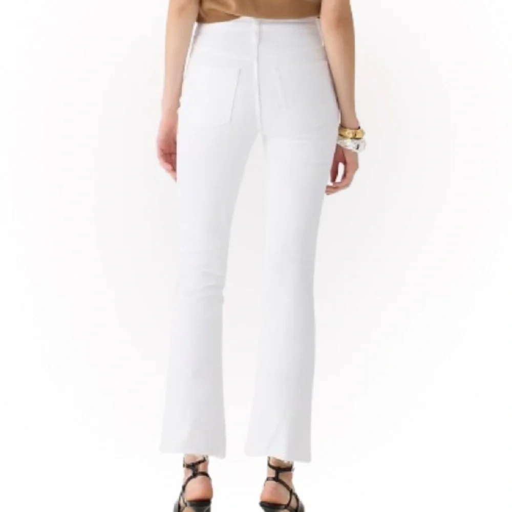 J. Crew white 9” Billie demi boot crop jeans with frayed hem size 28 - Picture 2 of 9